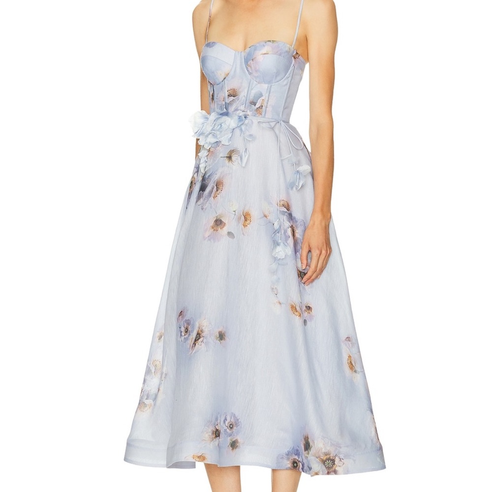 Zimmermann Powder Blue Floral Midi Dress